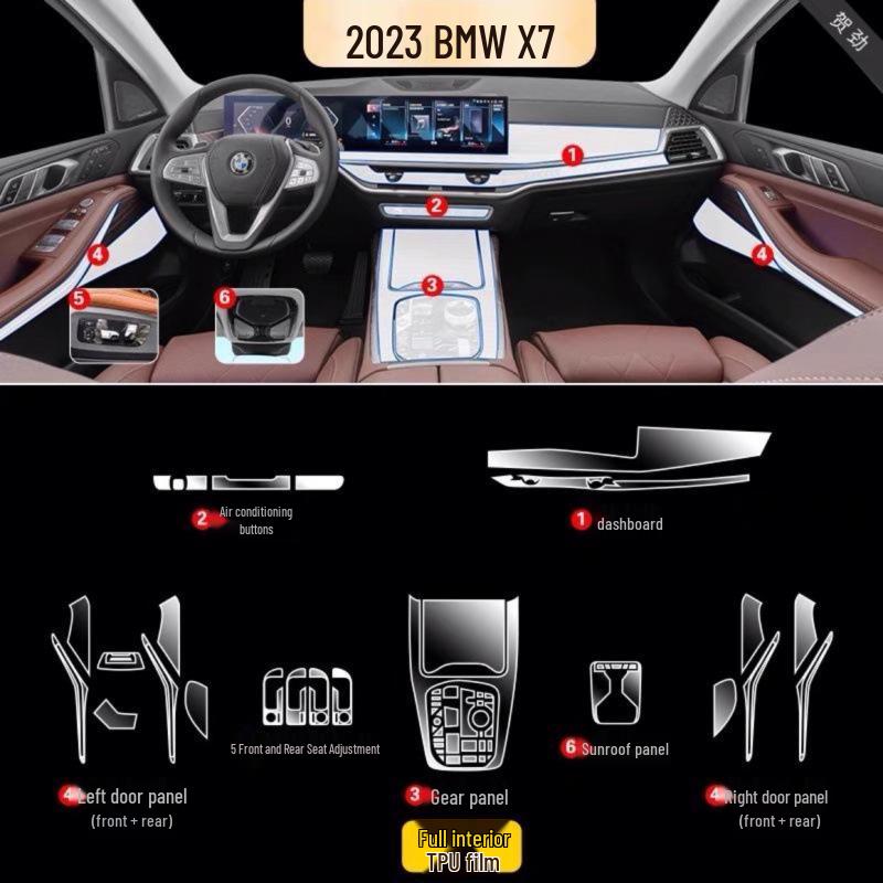 BMW X7 23-24 Прозрачная защитная пленка от царапин на центральную консоль и рычаг переключения передач