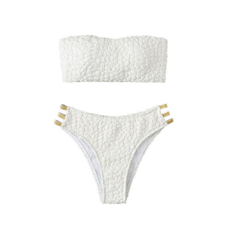 Женский купальник бикини без бретелей с вырезами и высокой талией, стринги - Бразильский пляжный купальник