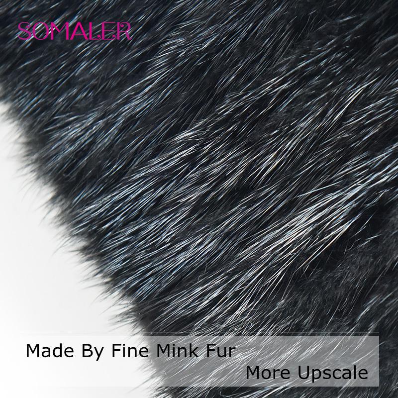 SOMALER Женские меховые шапки на зиму, шапка из натурального норкового меха с помпонами из меха чернобурки, вязаные шапочки, достаточно теплые