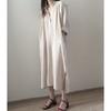 Spring Loose Korean Version Long Over Knee Cotton Shirtskirt Dress