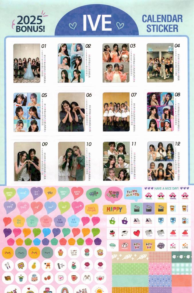 IVE Ive Goods Large Wall Calendar 2024 Sticker Set (Reiwa 6) + K-POP
