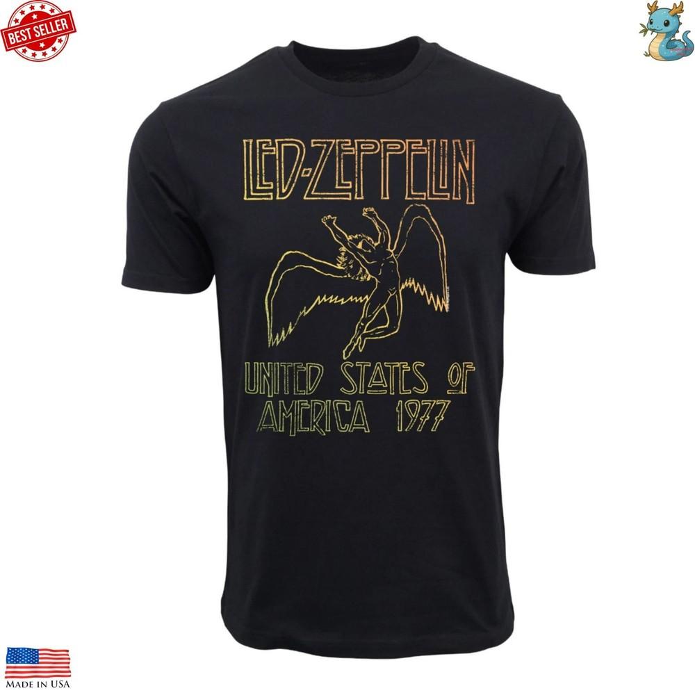 Led Zeppelin 1977 Футболка в стиле Заката Винтажная Футболка Классического Стиля для Рок-Группы Унисекс