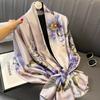 New Simulated Silk Printed Scarf for Women's Autumn and Winter Warmth Scarf Fashionable and Fashionable Foreign Style Shawl