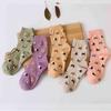 5 Pairs Women Cat Print Mid Tube Socks Fashionable Multi-Color Cartoon Patterns That Soft Comfortable Breathable Casual Socks