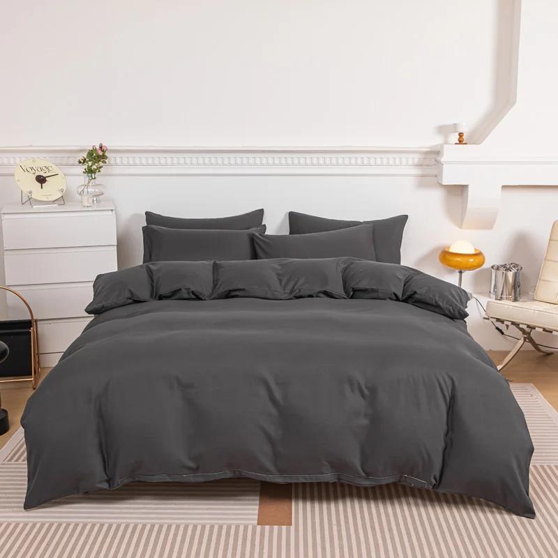 Haze Blue Duvet Cover Microfiber Solid Color Bedding Set,3pcs Comforter Cover with 2 Pillowcases Modern Home Bedroom Quilt Cover
