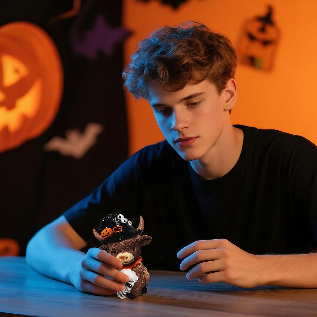 Фигурка коровы Хэллоуин Тыквы Паук Корова, Подарки на Хэллоуин, Украшение для дома, сада, кухни, рабочий многоярусный палетный стол