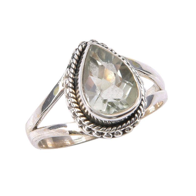 Кольцо из серебра 925 пробы с натуральным зеленым аметистом, размер 6,5, N0f25