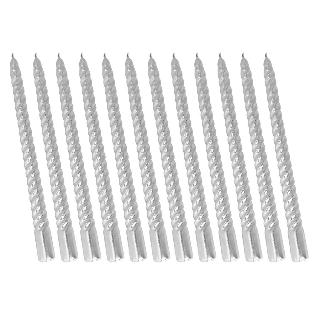 Twisted Long Candle Soy Wax Smokeless Metallic Twisted Candlestick for Wedding Party Silver