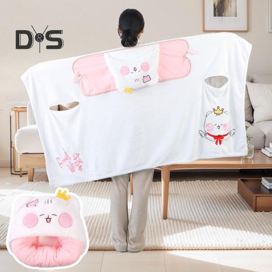 Ворсовый платок, одеяло с капюшоном, ветрозащитное, носимое одеяло, U-образная подушка для хранения, складная, переносная, с капюшоном