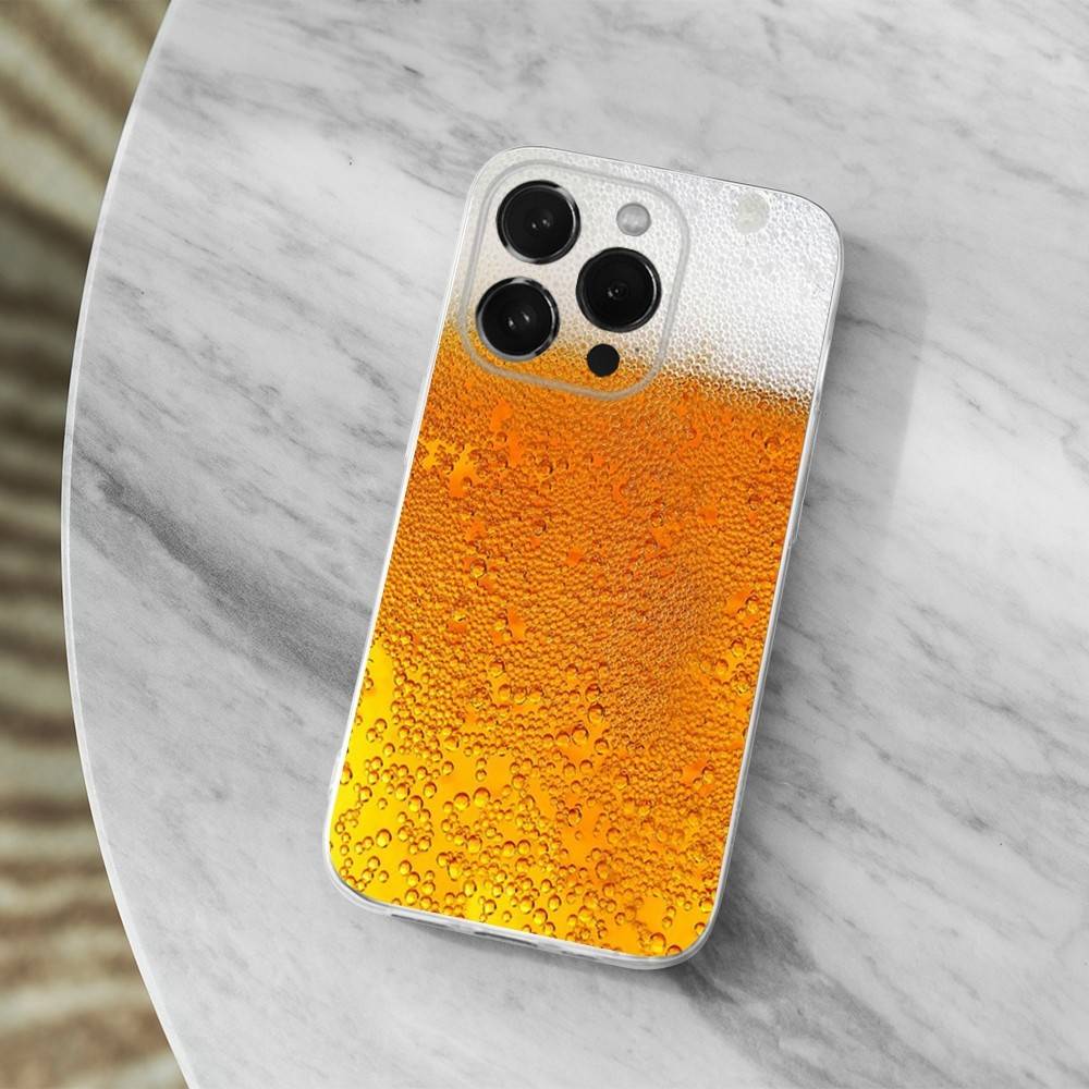 Чехол-кейс Alcohol Art Beer для iPhone 15,11,12,13,16,14,17, Pro, Max, Plus, SE, Mini, X, XS, XR, Прозрачный Мягкий Силикон