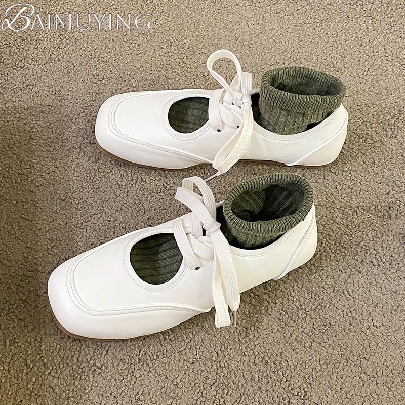 Fashion Flats Casual Shoes Women Sneakers Sandals Mary Jane Soft Leather Loafers Ballet 2025 Trend Brand Elegant Dress Lace Up Comfort