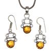 Citrine Set Jewelry Women Pendant Earring Gemstone Earrings Gems Green
