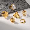 6pcs/set Irregular Design Exaggerated Rings Alloy Electroplated Baroque Ring  Luxury Accessories