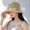 Spring and autumn new hat women's advanced temperament bucket hat summer sunshade sunscreen hat bow show washbasin hat