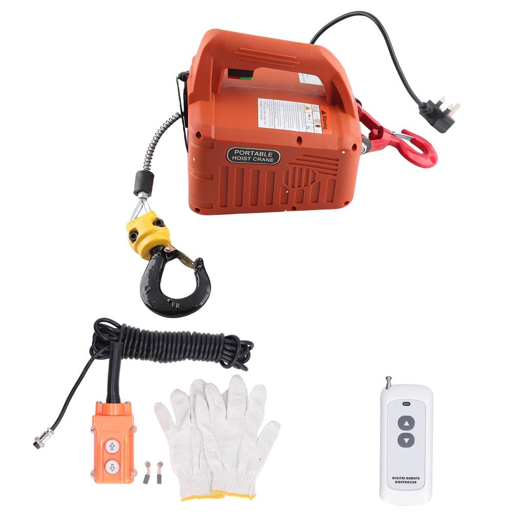 Электрическая таль Портативная Мощная Электрическая Лебедка Кран с Пультом Дистанционного Управления Грузоподъемность 500КГ Максимальная Высота Подъема 7.6М 1500Вт