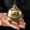 Burner Holder Bowl with Lid Hollowed Out Chinese Metal Small for Home Bookshelf Tea Room Cabinet