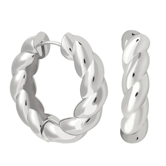 Серьги-клипсы из стерлингового серебра 925 пробы для женщин, модные серьги-кольца с крупным кругом и витым узором, панк изысканные ювелирные изделия, подарки