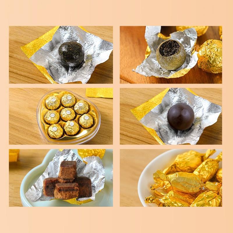 100 шт. 20*20 см DIY Пищевая алюминиевая фольга Упаковочная бумага листы Упаковка для шоколадных конфет Свадебная вечеринка Подарок на день рождения Декор