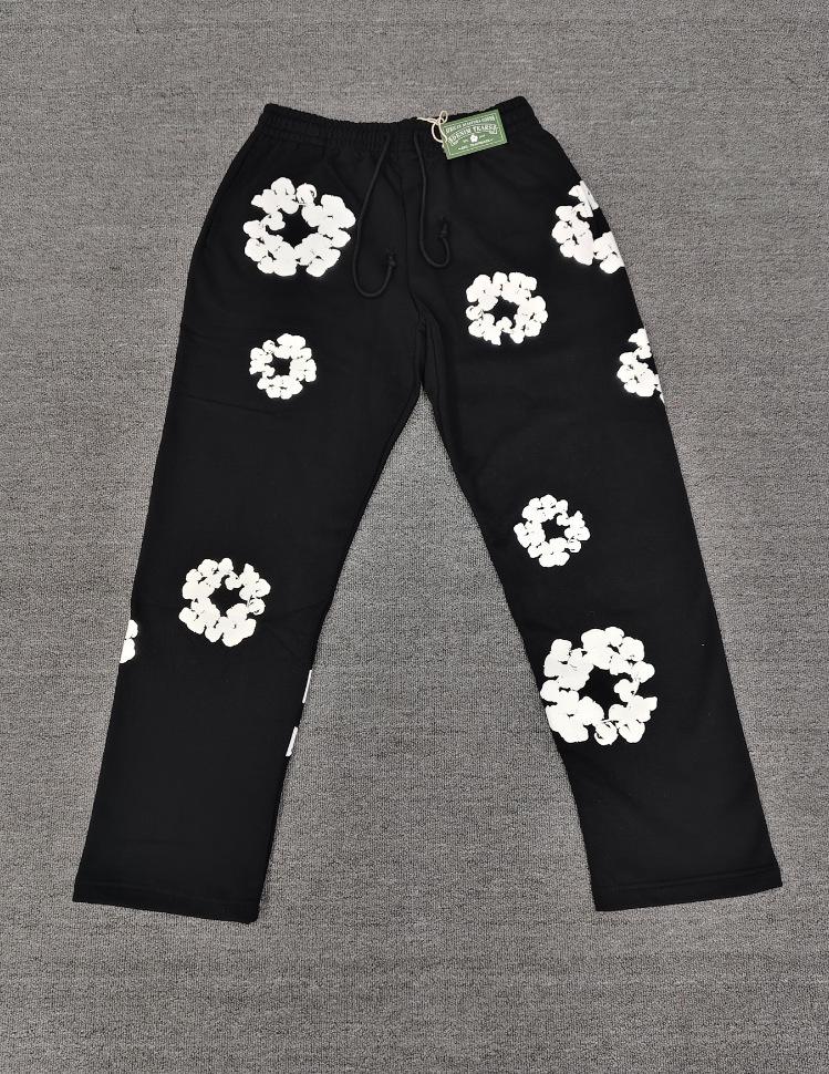 Худи из плотного хлопкового денима с цветочным принтом - Модная американская уличная куртка для мужчин