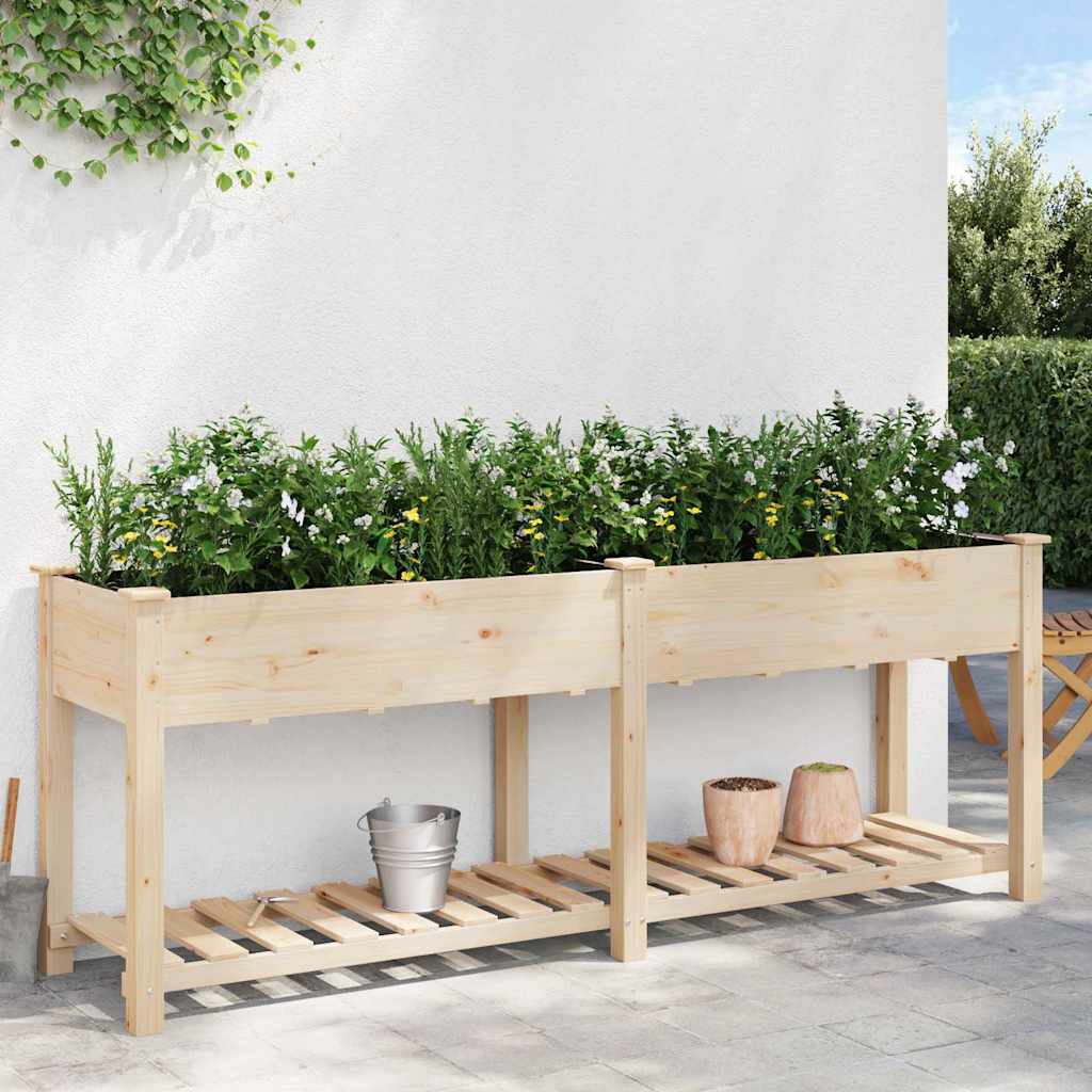 Garden Planter with Shelf Beige 203 x 53 x 76.5 cm