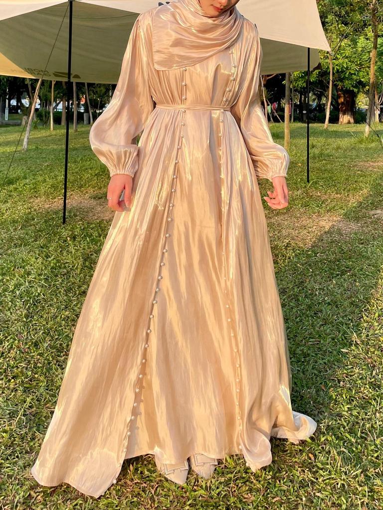 Женское мусульманское вечернее платье через границу с летящей пряжей