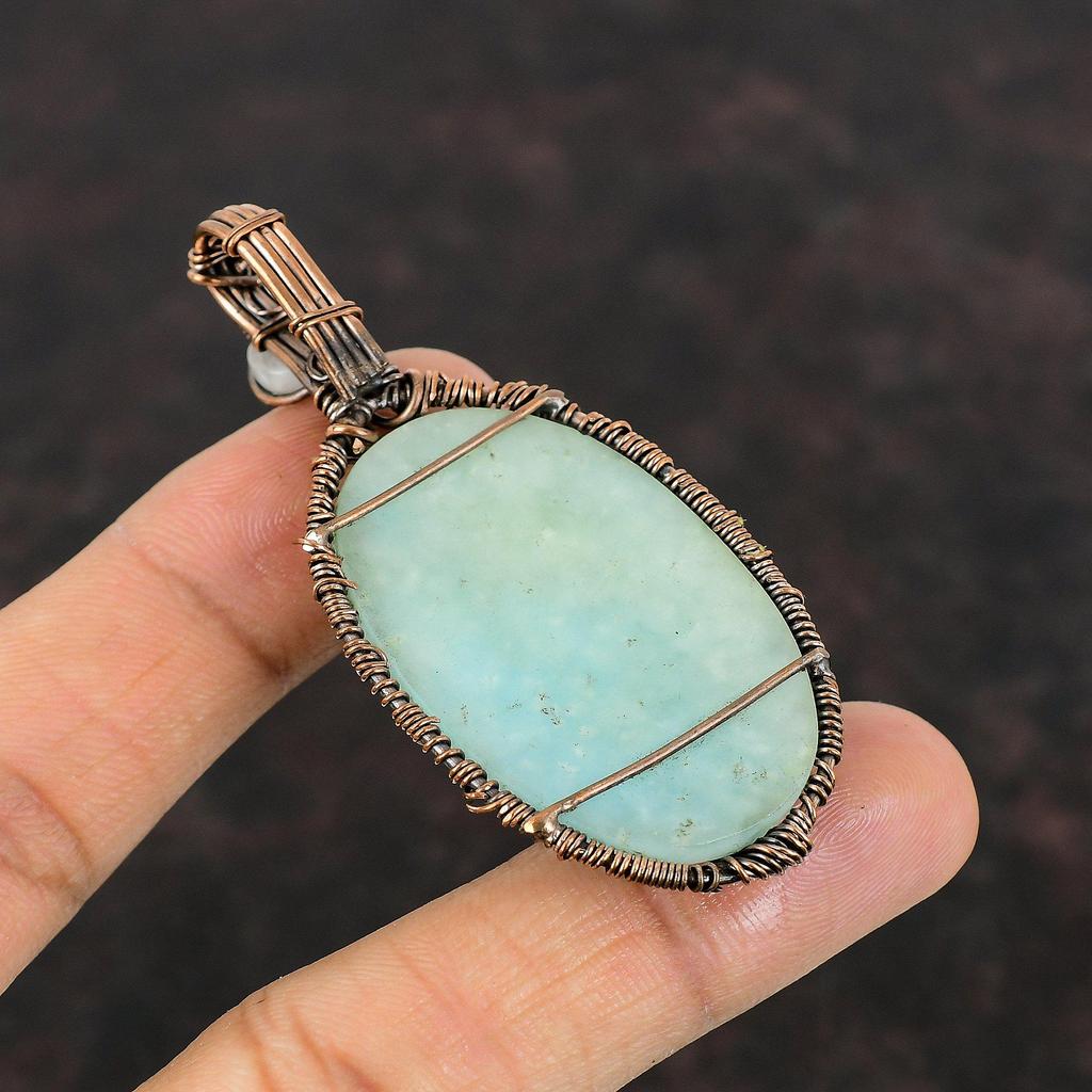 Tree Of Life Hemimorphite Pendant Copper Wire Wrapped Pendant Rainbow Moonstone Gemstone Pendant Handmade Pendant Copper Wire Wrap Jewelry