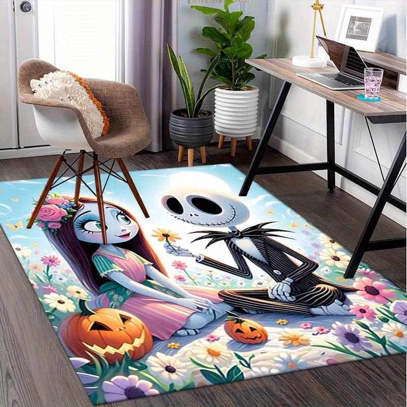 Office Rug Jack Skellington, Sally theme 3D Printed Anti-Slip Rug-Machine Washable for Living Room