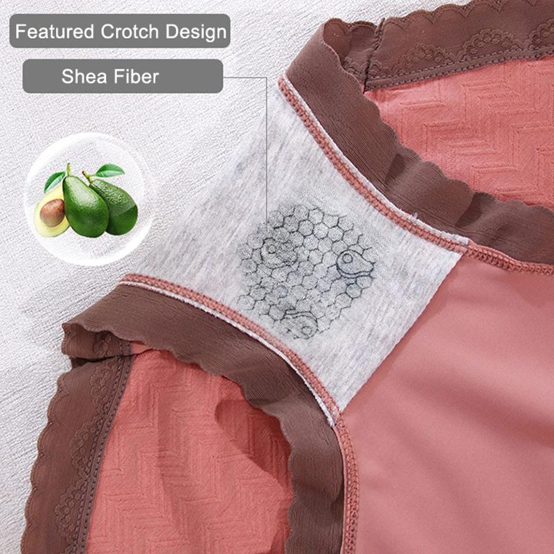 Women's Cotton Briefs Panties High Waist Sexy Lace Bowknot Panties Underwear Lingerie