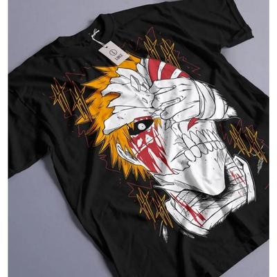 Bleach Ичиго Куросаки Футболка Манга Стрип Ужасы Аниме Подарочная Футболка Все Размеры