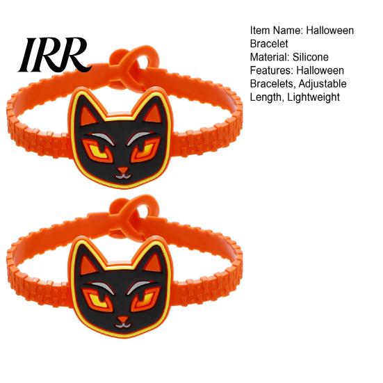 Colorful Cartoon Character Bracelets 2PCS Halloween Bracelets, Ghost/Pumpkin/Black Cat/Skull/Witch/Little Devil Shape, Adjustable Flexible PVC