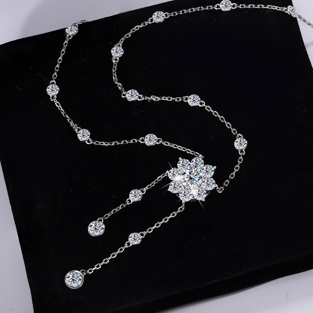 MUSHAN Jewelry Factory S925 Sterling Silver Tassel Bubble Rose Necklace Ultra Luxurious Design and Light Luxury Necklace