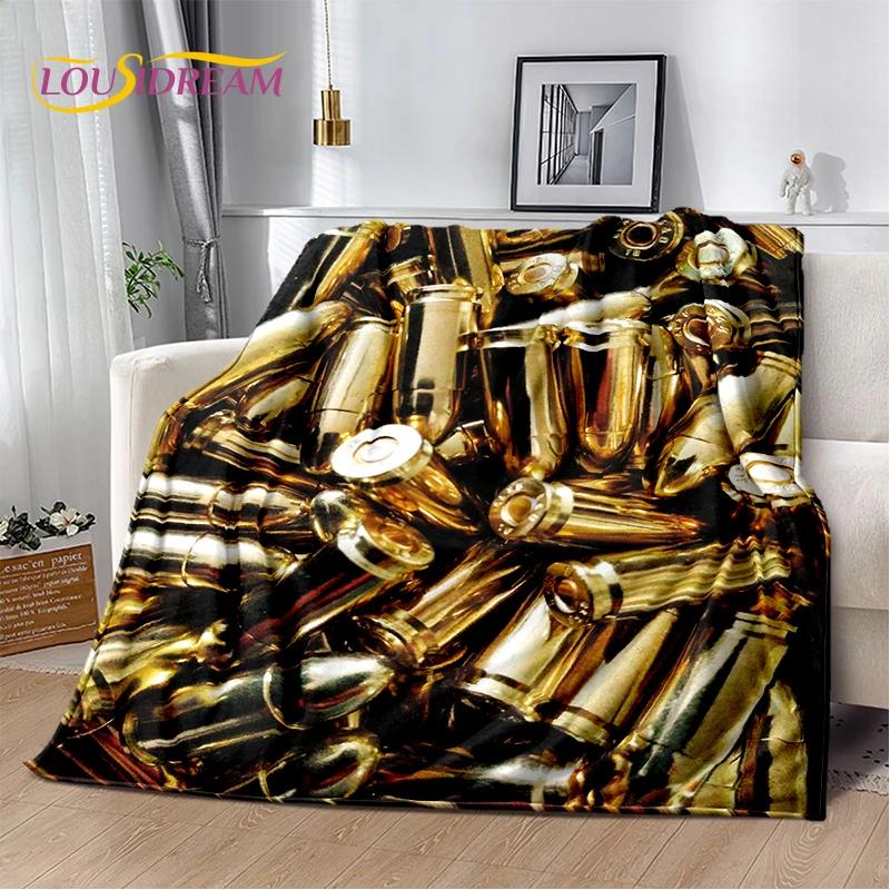 2025 New Retro Guns Pistol Ammunition Bullet Cartridge AK M4 Soft Flannel Blankets,Throw Blanket for Picnic Beds Sofa Bedroom
