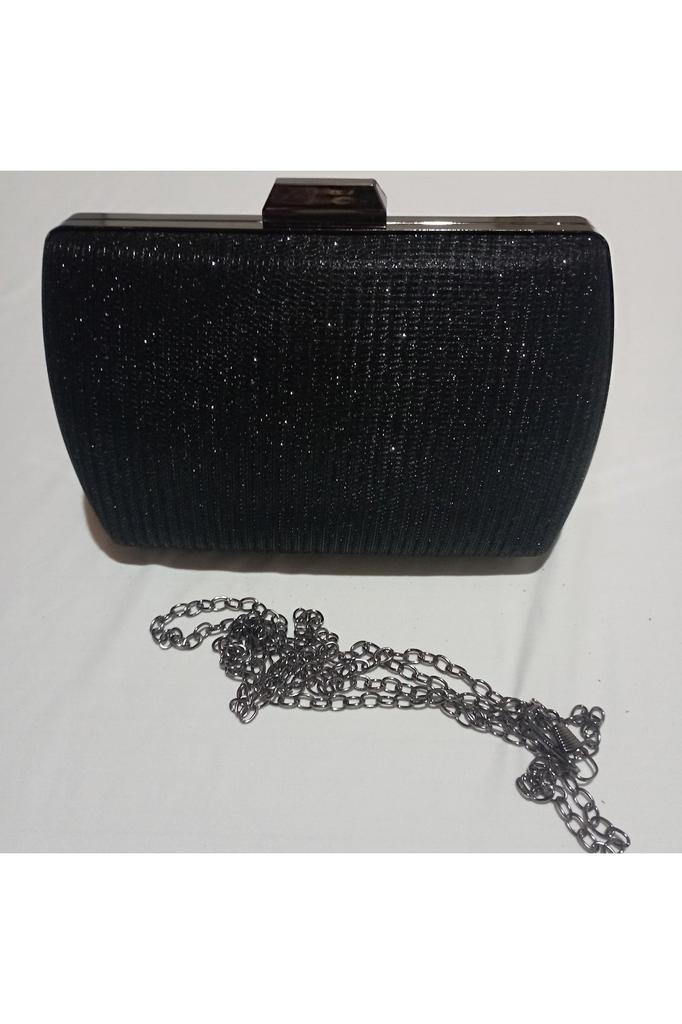 Women's Stylish and Useful Evening Dress Bag Silvery Evening Bag Black Evening Bag Black Silvery Evening Bag Çupra Clutch Black Evening Bag