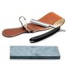 Grandslam Pro Natural Wood Handle 420 Steel Straight Razor Leather Strop Sharpening Stone Side Grit 3000 Waterstone Knife Sharpener, Brown, 1 Piece