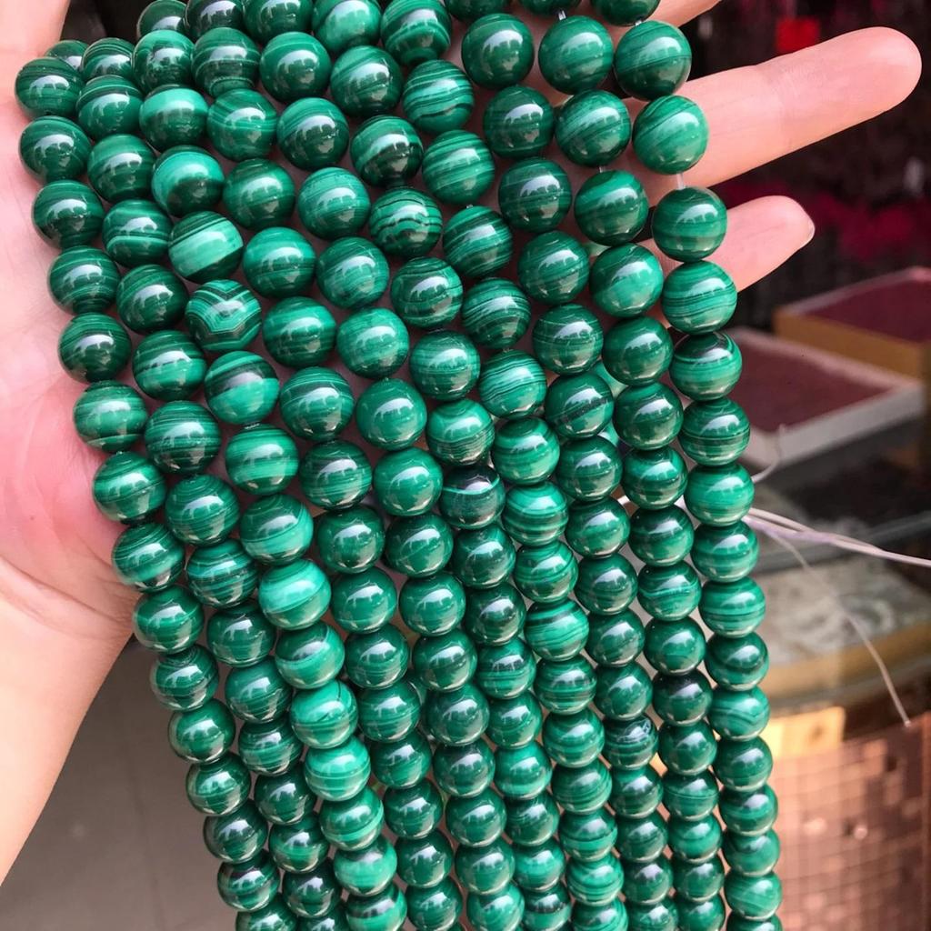 1 полная нить 15,5" класса А, натуральные круглые бусины из полудрагоценного зеленого малахита, 6 мм, 8 мм, 10 мм, 12 мм