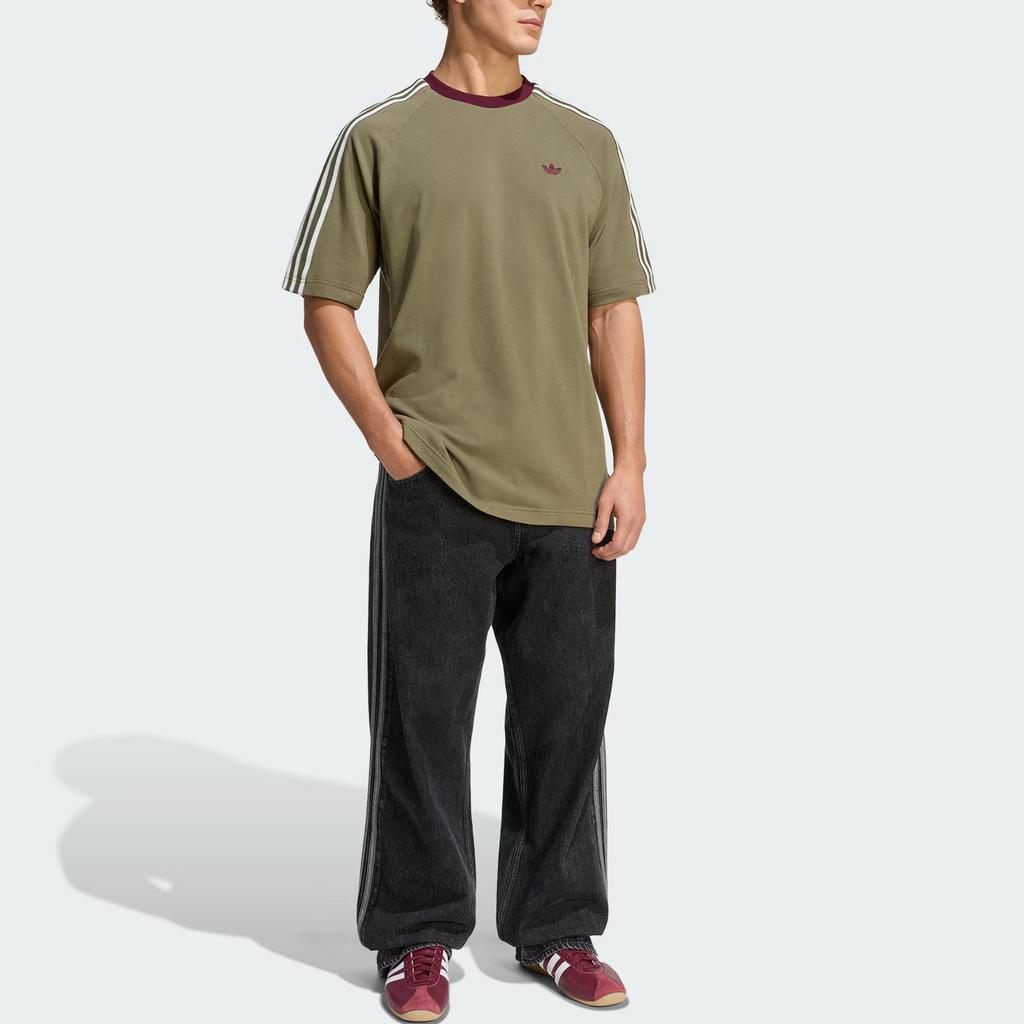 adidas Оригинальные футболки мужские Strata оливково-зеленые с круглым вырезом умеренные KV4446