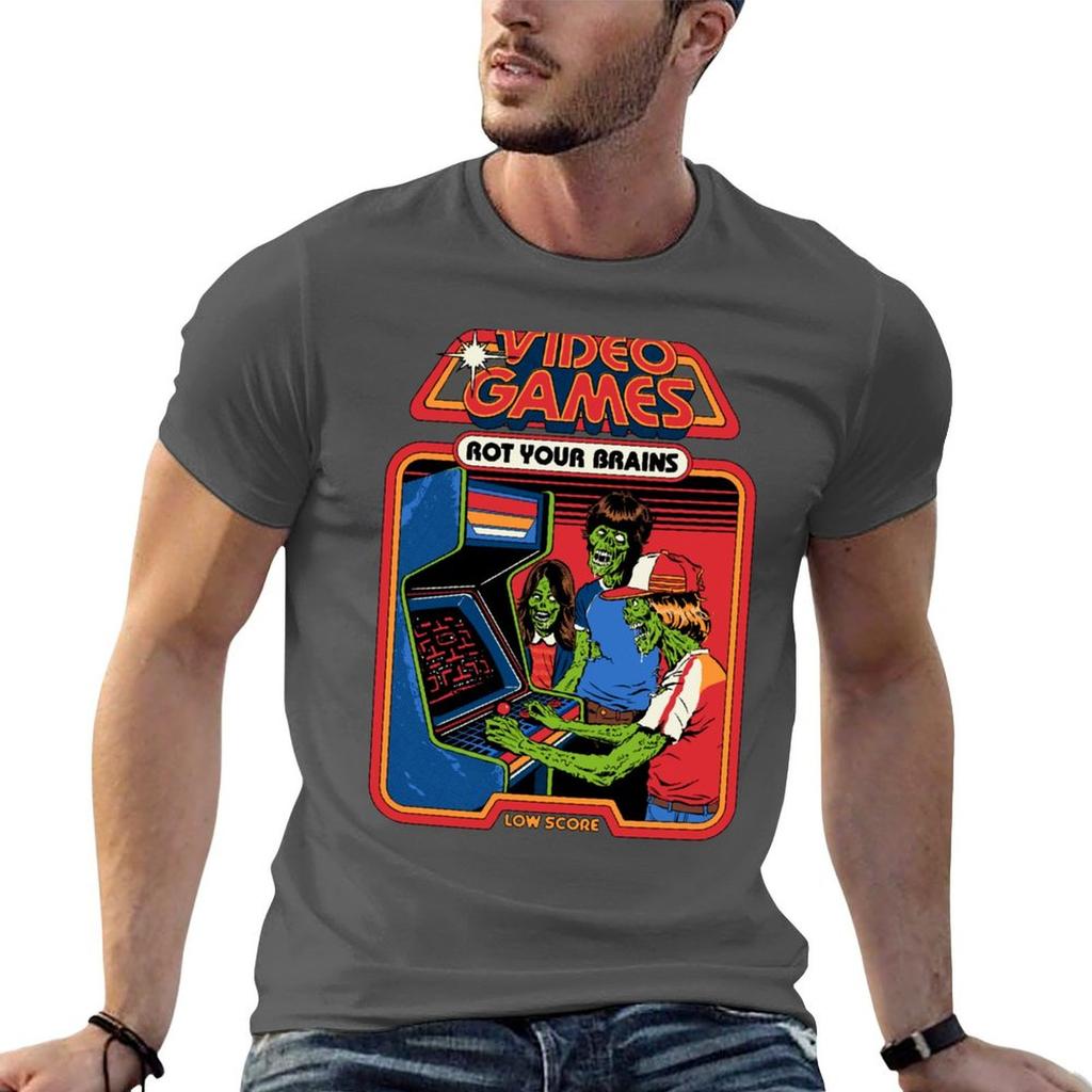 Video Games Rot Your Brains TShirt Fashion Pattern Printed Tee Shirt