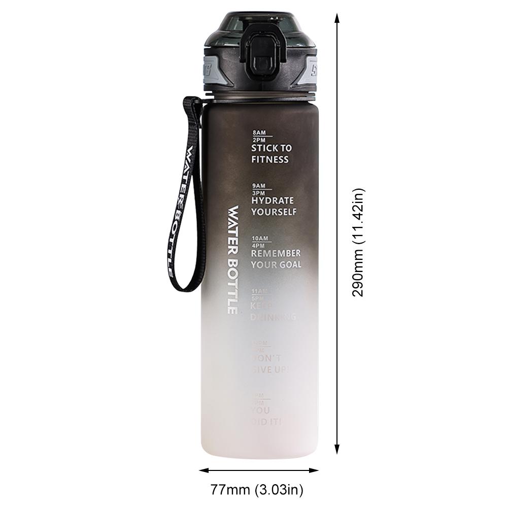 1 л мотивирующая бутылка для воды, герметичная градиентная матовая бутылка для питьевой воды с маркером времени для занятий спортом на открытом воздухе и фитнеса