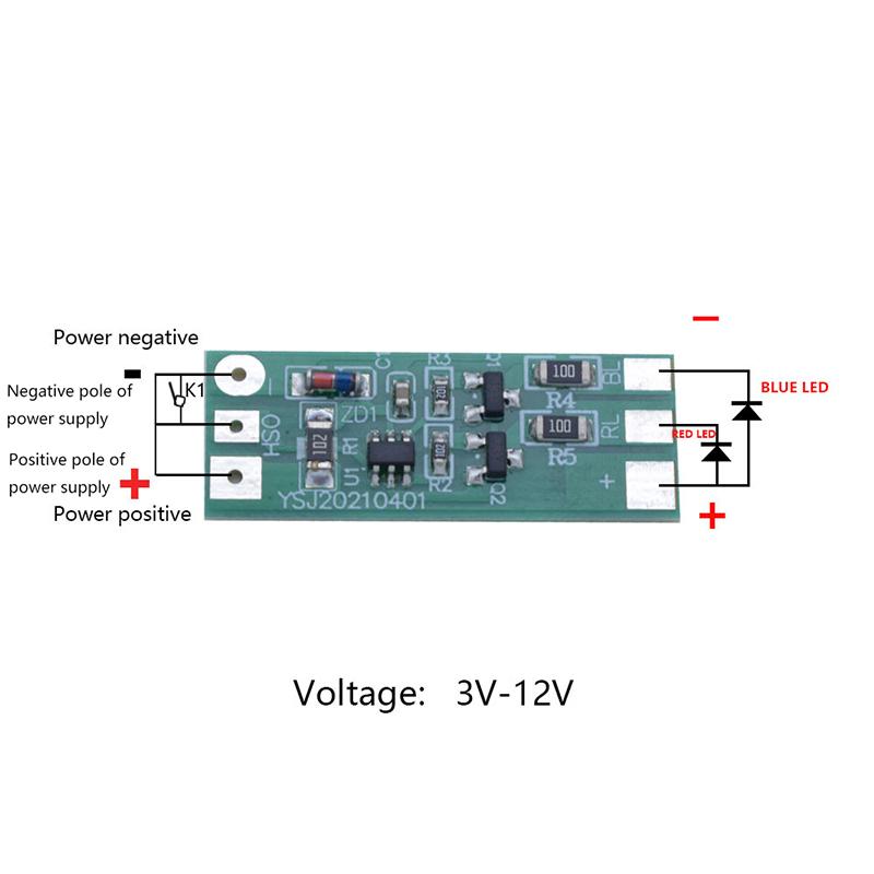 3-12 В мигающий светодиодный модуль, красный, синий, двухцветная пара, мигает, подходит для модели автомобиля, велосипеда, электромобиля, защитный свет
