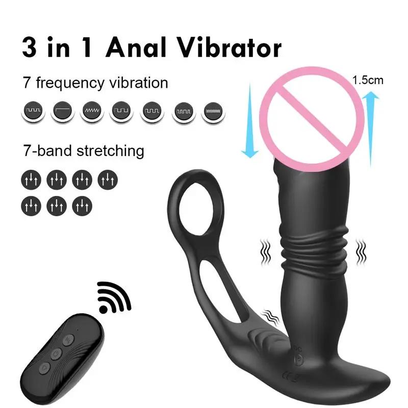 Insertion Men's Adult Be Quiet Anal Extension Handsfree Penis Enlargement Sleeve Men's Ring Women Vibrator Objects For