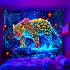 Leopard Tropical Jungle ,Fluorescent Tapestry Outer Space UV BlackLight Tapestry, Wall Hanging For Living Room Bedroom Office Home Decor