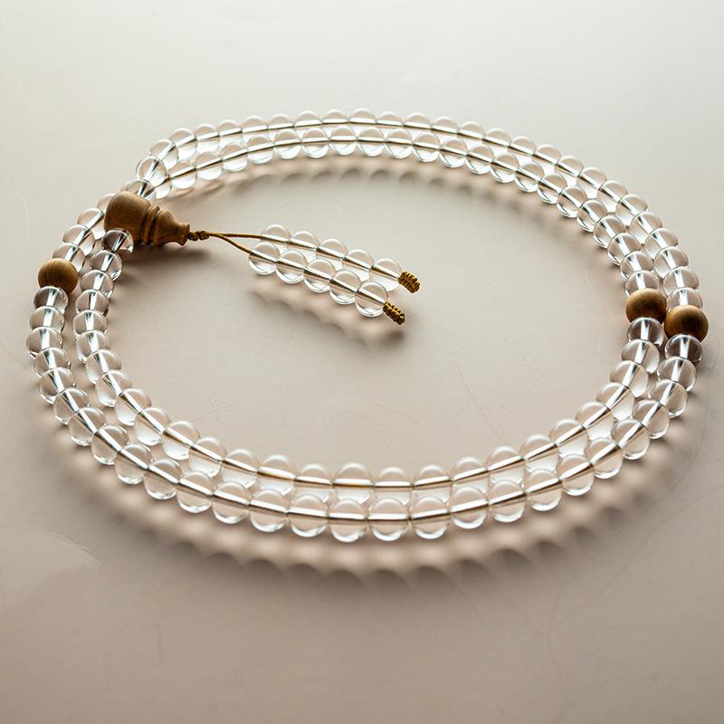 White crystal for men and women108Buddhist bead bracelet Old Mountain Sandalwood Prayer Bead Bracelet Dual-use bracelet and necklace Simple