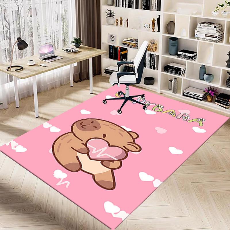 1PC Capybara Love Anti-slip carpet, suitable for Office, bedroomand playrooms. It can also be used as a sofa footrest cover-R16