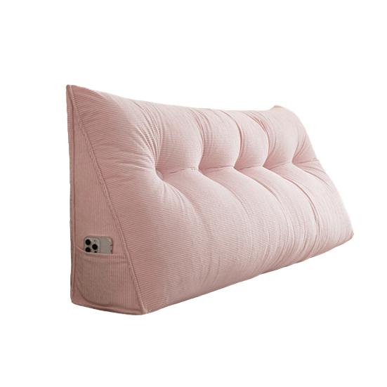 Headboard Wedge Cushion Corduroy Triangle Headboard Pillow with Side Pocket Ergonomic Back Support Daybed Pillow for Reading Sitting Working