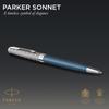 PARKER Sonnet Premium Metal Blue CT Ballpoint Medium Gift Officially Product Number 2119649 & Pen, Nib, Oil-Based, Boxed, Imported,