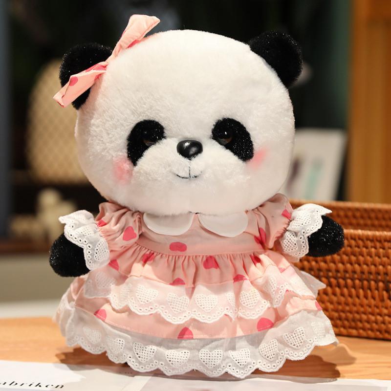 Cute Lolita Sweet Dress Panda Plush Toys Cartoon Girls Birthday Dolls Gifts
