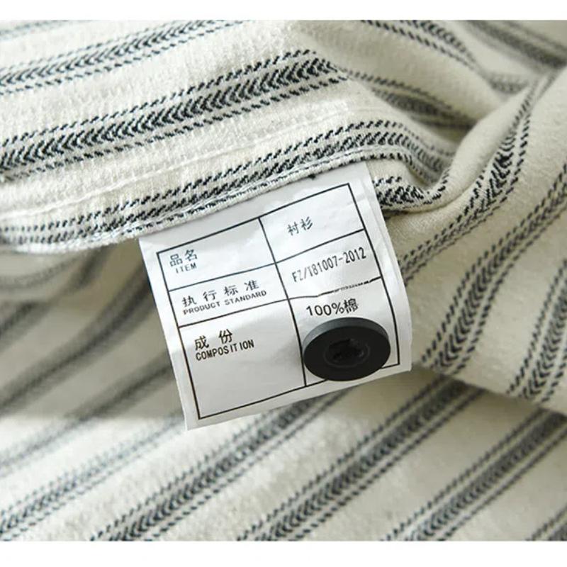 Рубашка в полоску с длинным рукавом в японском стиле в стиле ретро для мужчин, молодежная, 100% хлопок, повседневные свободные рубашки с карманом, мужская одежда на весну/осень