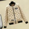 Женская куртка-бомбер, осень-зима для женщин, женское пуховое короткое пальто с ромбическим узором