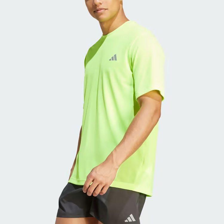 Adidas Ultimate T Shirts Men's Lime Green Crew Neck Moderate Straight Fit HZ4439