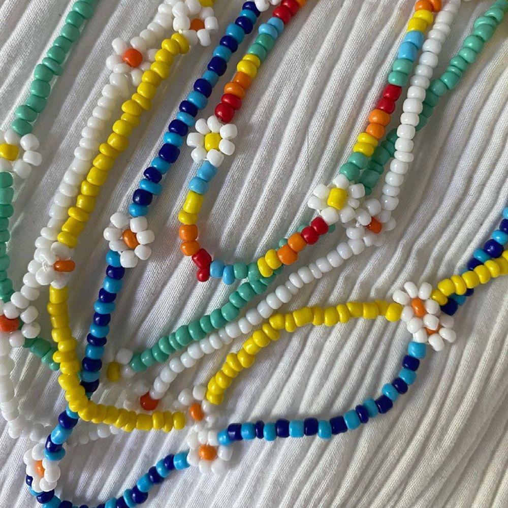 Милое короткое колье-чокер в стиле бохо с маргаритками для отпуска, женское ожерелье с цветами и бусинами, ожерелье на ключицу